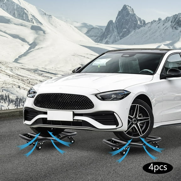 4pcs 6000 lbs Load Capacity Steel Portable Tyre Trolley Wheel Dolly Vehicle Tyre Skates Black