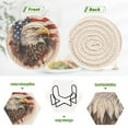 thumbnail image 4 of Eagle Blood American Flag 6 Pcs Drink Coasters with Holder Absorbent Coasters Woven Coasters for Drinks Table Desk Protection Home Decor, 4 of 7