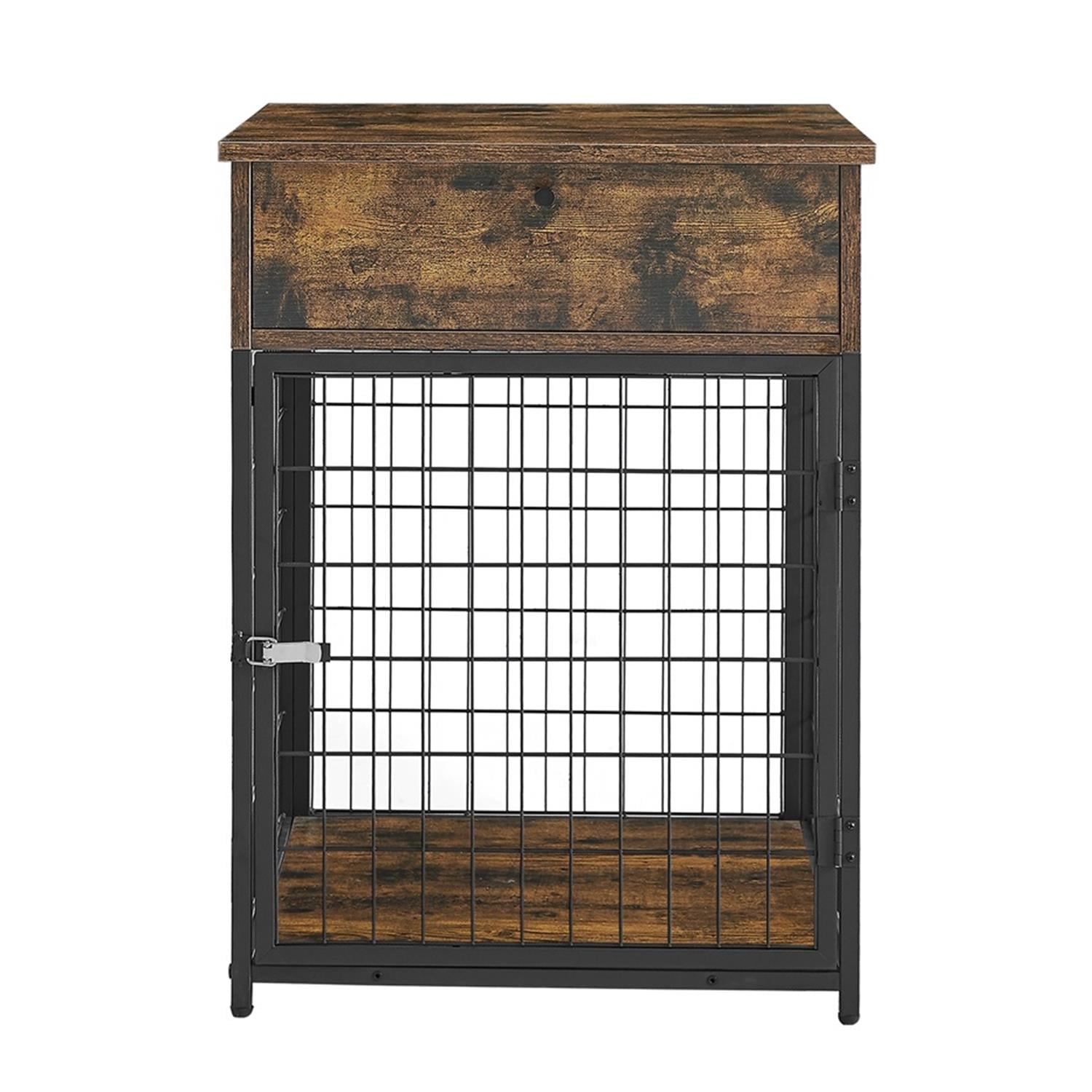 Pefilos 31.5" Wood Dog Crates for Indoor Dogs, Dog Cages with Ttray, 3 Adjustable Height Feeding Bowls, Dog Kennel House, Brown Pefilos 31.5" Wood Dog Crates for Indoor Dogs, Dog Cages with Ttray, 3 Adjustable Height Feeding Bowls, Dog Kennel House, Brown