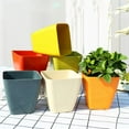 thumbnail image 2 of Nordic Style Square Flowerpot Solid Color Plant Container with Tray Office Decor, 2 of 10