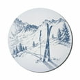 thumbnail image 1 of Winter Mouse Pad for Computers, Sketchy Graphic of a Downhill Ski Elements in Snow Relax Calm View, Round Non-Slip Thick Rubber Modern Gaming Mousepad, 8" Round, Blue White, by Ambesonne, 1 of 2