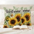 thumbnail image 3 of Sunflower Outdoor Waterproof Pillow Covers, Summer Botanical Floral Sage Green Plaid Decorative Square Throw Pillowcase Sofa Cushion Sham for Patio/Couch/Chair, 26"x26" 2 Pack, 3 of 8