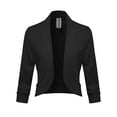 thumbnail image 3 of FashionOutfit Women's Solid 3/4 Sleeves Open Front Bolero Jacket Shrug - Made In USA, 3 of 4