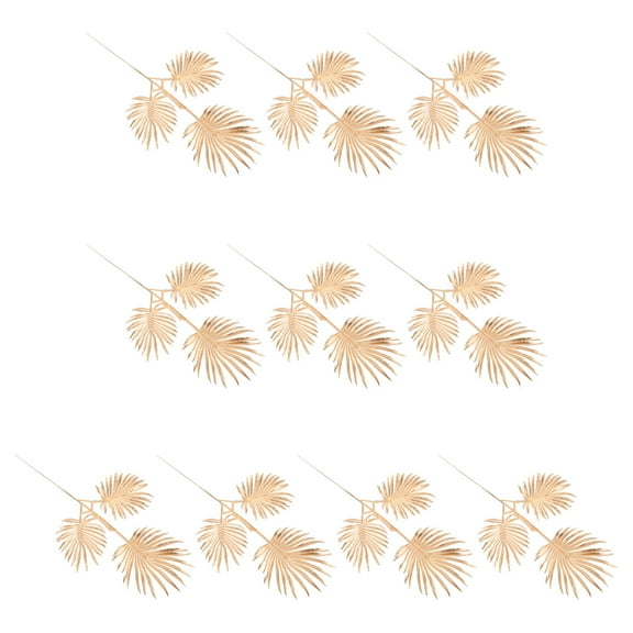 HEMOTON  10 Stems Artificial Palm Leaves Faux Tropical Foliage Golden