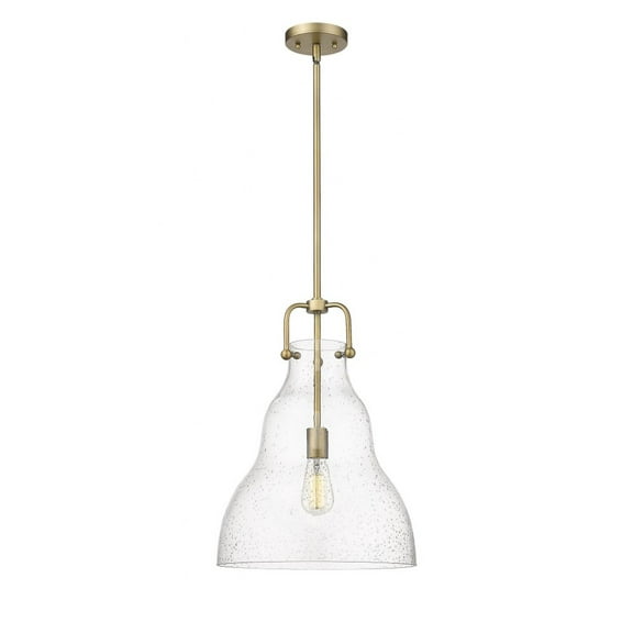 494-1S-BB-G594-14-LED-Innovations Lighting-Haverhill - 1 Light Pendant In Industrial Style-19 Inches Tall and 14 Inches Wide Brushed Brass Seedy