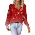 thumbnail image 2 of Chandails d'Automne Grande Taille pour Femmes Chandails de Noël pour Femmes 2025 Col Rond Vacances d'Hiver Mignons Pulls Rouges TG, 2 of 7