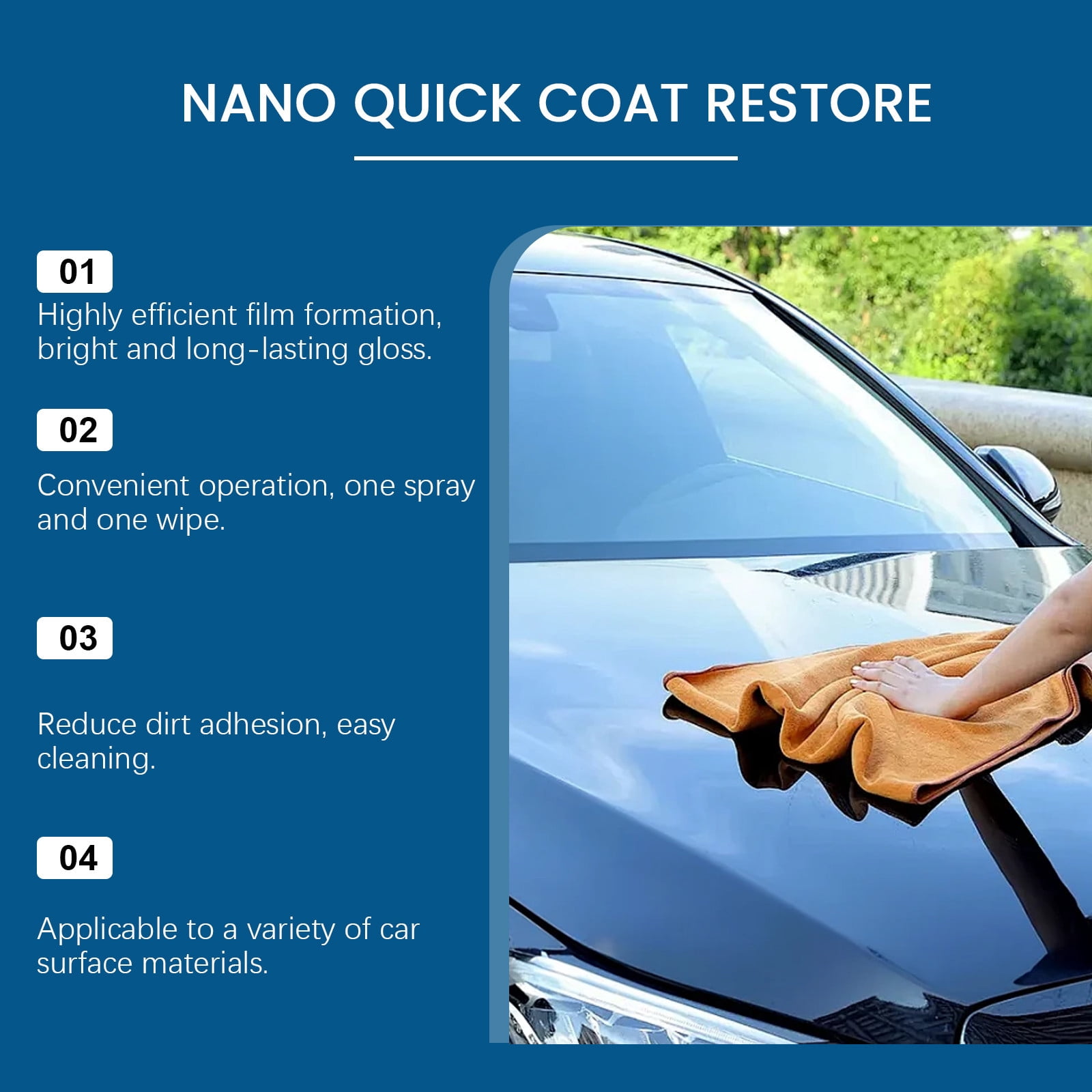 Nano Quick Coat Restore,Automobile Quick-Acting Coating Agent,Zykr Nano Quick Coat Restore Coating Spray With Dust Proof And Glazing Effects Long-Lasting Car Showroom Gloss