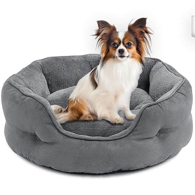 Cama para Perro OPUEW Gris con Fondo Antideslizante y Terciopelo Lavable para Mascotas Pequeñas
