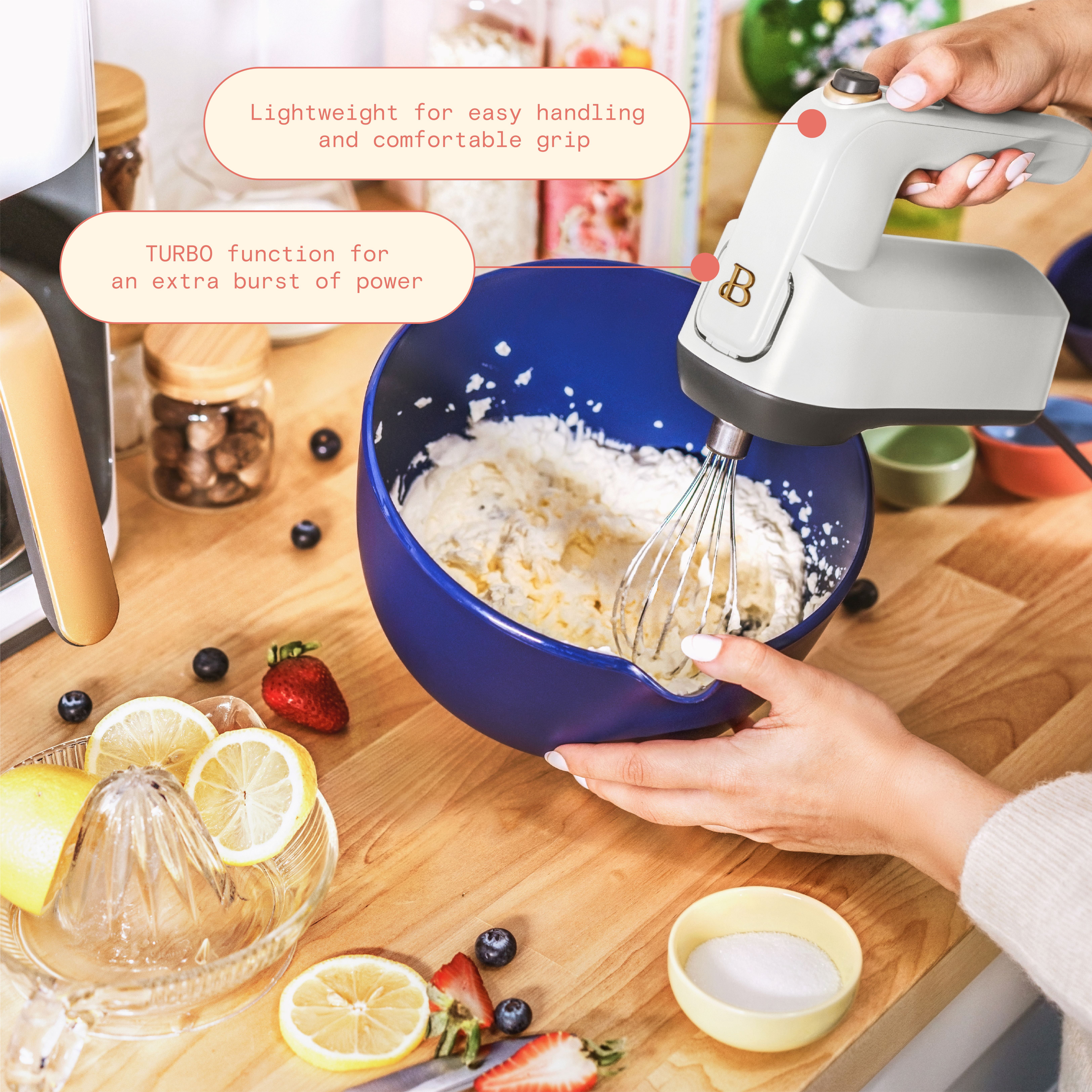 Beautiful 6-Speed Hand Mixer White Drew Barrymore
