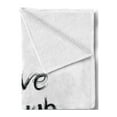 thumbnail image 2 of Live Laugh Love Soft Flannel Fleece Blanket, Abstract Hand Lettering Inspirational Words with Monochrome Design Lines, Cozy Plush for Indoor and Outdoor Use, 60" x 80", Black White, by Ambesonne, 2 of 5