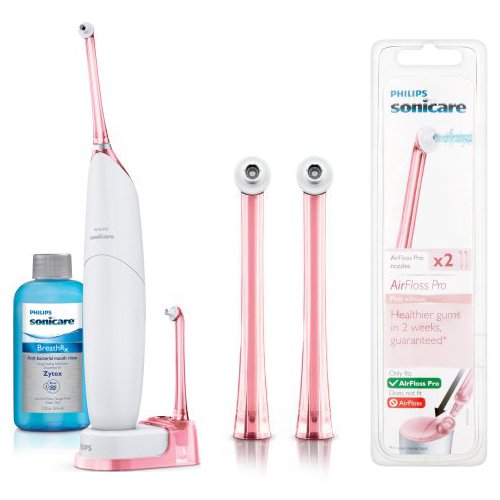 Philips Sonicare AirFloss Ultra, 2 Bonus Replacement and Mouthwash, Pink