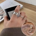thumbnail image 2 of HOOUN 3Pcs/set Round Ring Resizable Opening Fashion Design Women Accessories Ring Gift-silver, 2 of 9
