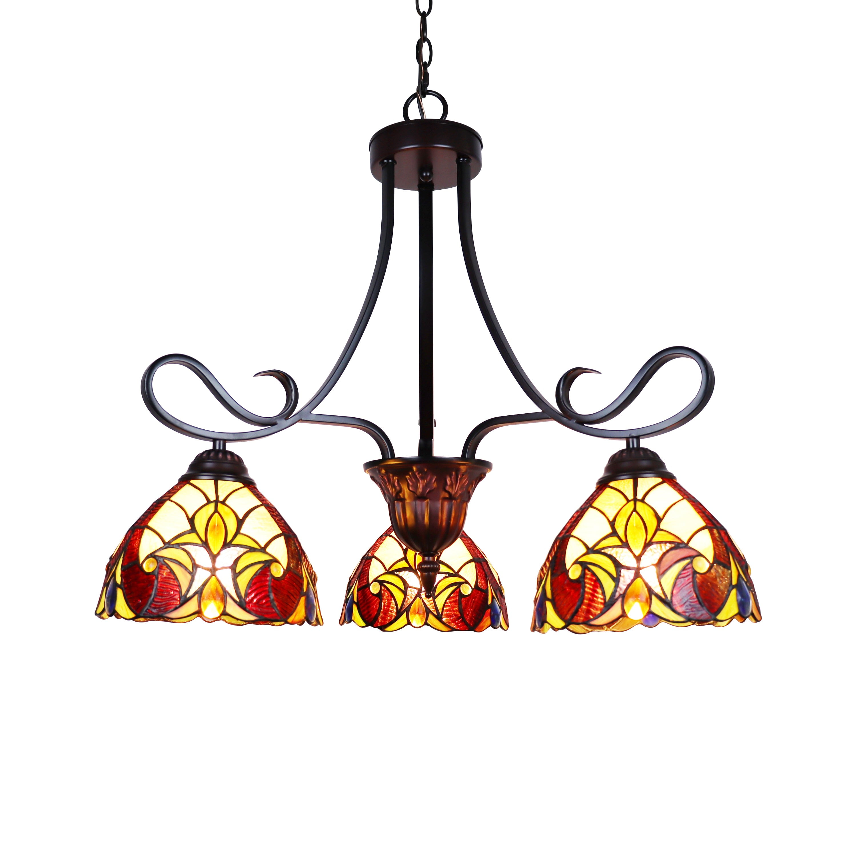 Adia Victorian-Style Mini Chandelier in Dark Bronze with Tiffany Glass