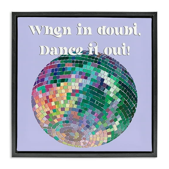 Stupell Industries Dance It Out Phrase Novelty & Humor Painting Black Floater Framed Canvas Art Print Wall Art, 18 x 18