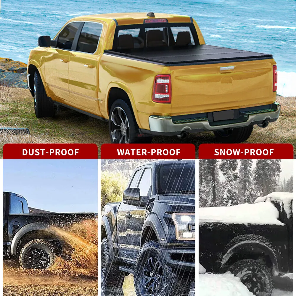 RVNI Hard Tri-Fold Truck Bed Tonneau Cover for 2009-2024 Dodge Ram 1500 Waterproof 5.7ft Bed Without Rambox (2019-2024 Classic ONLY)