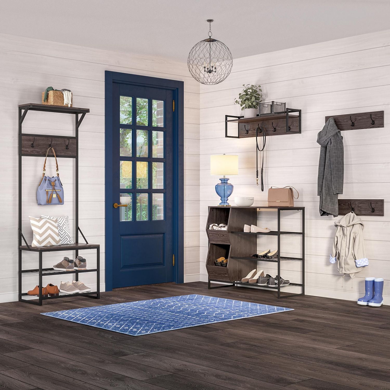 RiverRidge® Home Afton Collection 23.63-inch W 3-Hook Coat Rack (2-Pack) in Weathered Wood