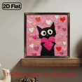 thumbnail image 2 of Wooden board painting with wooden 8x8in, suitable for decorating rooms and creating a warm atmosphere. Valentine's Day gift.black cat and love., 2 of 8
