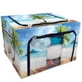 thumbnail image 1 of EREHome Wooden floor coconut palm tree at beach Storage Bag Clear Window Storage Bins Boxes Large Capacity Foldable Stackable Organizer With Steel Metal Frame For Bedding,Clothes,Closets, Bedrooms, 1 of 3