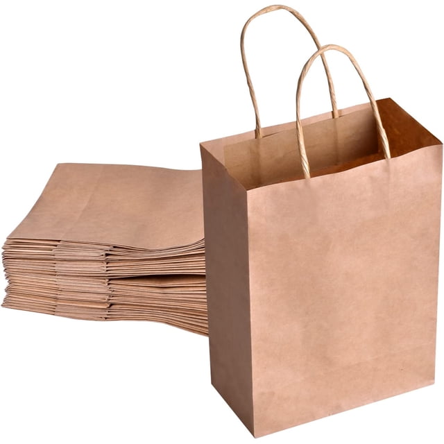 Bolsas de regalo lisas de varios tamaños, bolsas de papel kraft resistentes a granel para compras, decoración, flores y cumpleaños (mini bolsas de regalos)