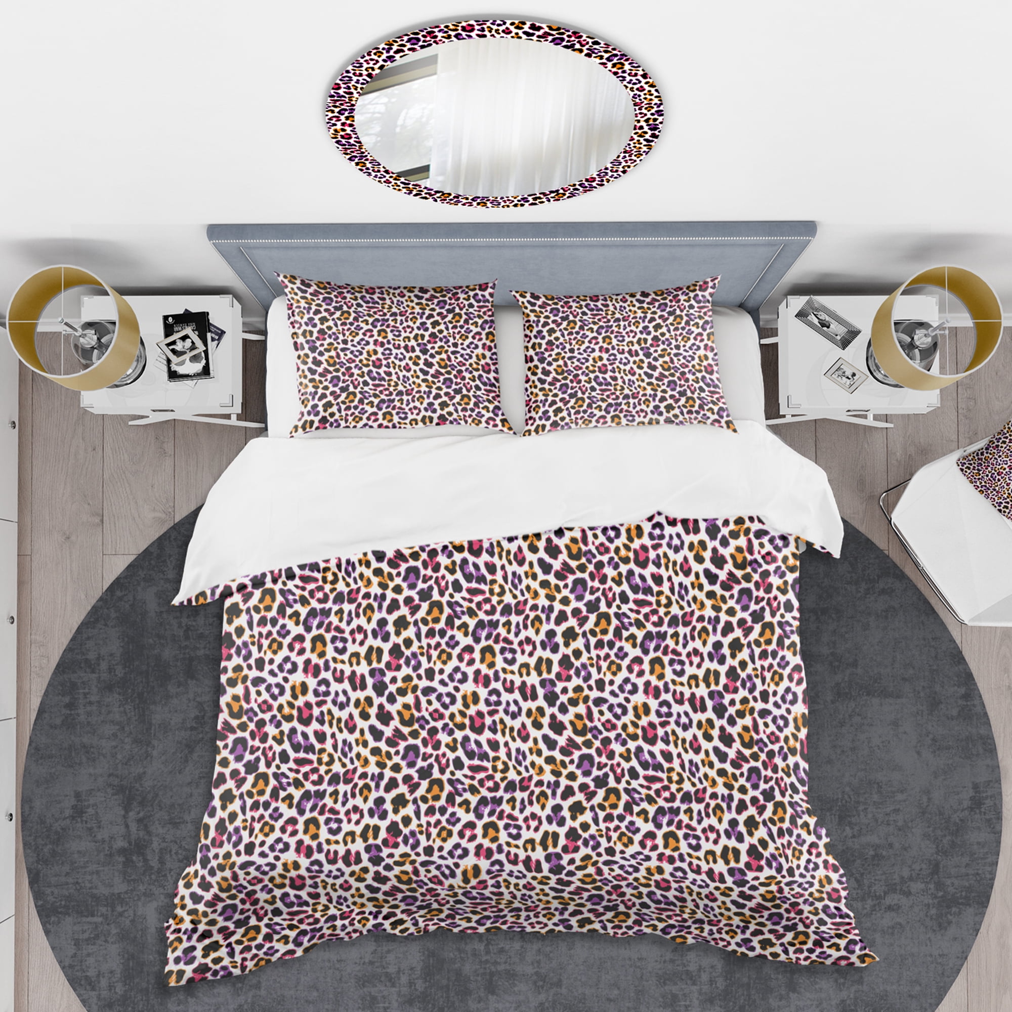 Designart 'Leopard Fur Safari VII' Mid-Century Modern Duvet Cover Set