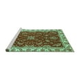 thumbnail image 2 of Ahgly Company Machine Washable Indoor Square Abstract Turquoise Blue Modern Area Rugs, 3' Square, 2 of 4