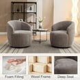 thumbnail image 3 of Swivel Barrel Chair, 360 Degree Swivel Small Single Sofa with Wooden Frame and Upholstered, Modern Round Accent Armchairs for Indoor, Living Room, Dining Room, Bedroom and Shopping Mall, Gray, 3 of 8