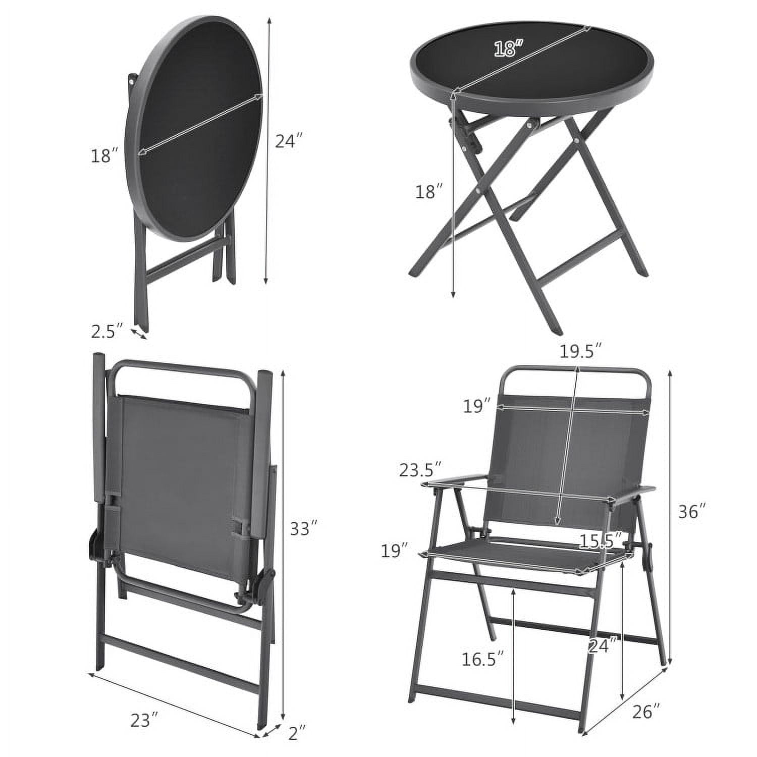 Aimee Lii 3 Piece Patio Furniture Set with Tempered Glass Round Table, Outdoor Patio Sectional Furniture Set, Gray Aimee Lii 3 Piece Patio Furniture Set with Tempered Glass Round Table, Outdoor Patio Sectional Furniture Set, Gray