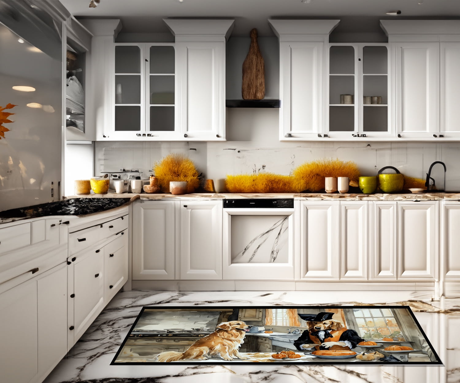 Golden Retriever Fall Kitchen Pumpkins Runner Mat 28x58 58 in x 28 in