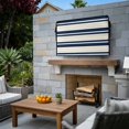 thumbnail image 4 of Outdoor TV Cover Navy Blue Khaki Striped Weatherproof Waterproof Outside TV Protector with Zipper,Smart Television Screen Cover for 60 to 65Inch Screens, 4 of 9