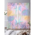 thumbnail image 3 of Summer Pink Romantic Beach Sheer Curtains 96 Inch Length 2 Panels Set, Tropical Leaf Ocean Starfish Voile Window Treatment Semi Sheer Long Curtains Drapes for Bedroom/Living Room/Kitchen 52"x96"x2, 3 of 7