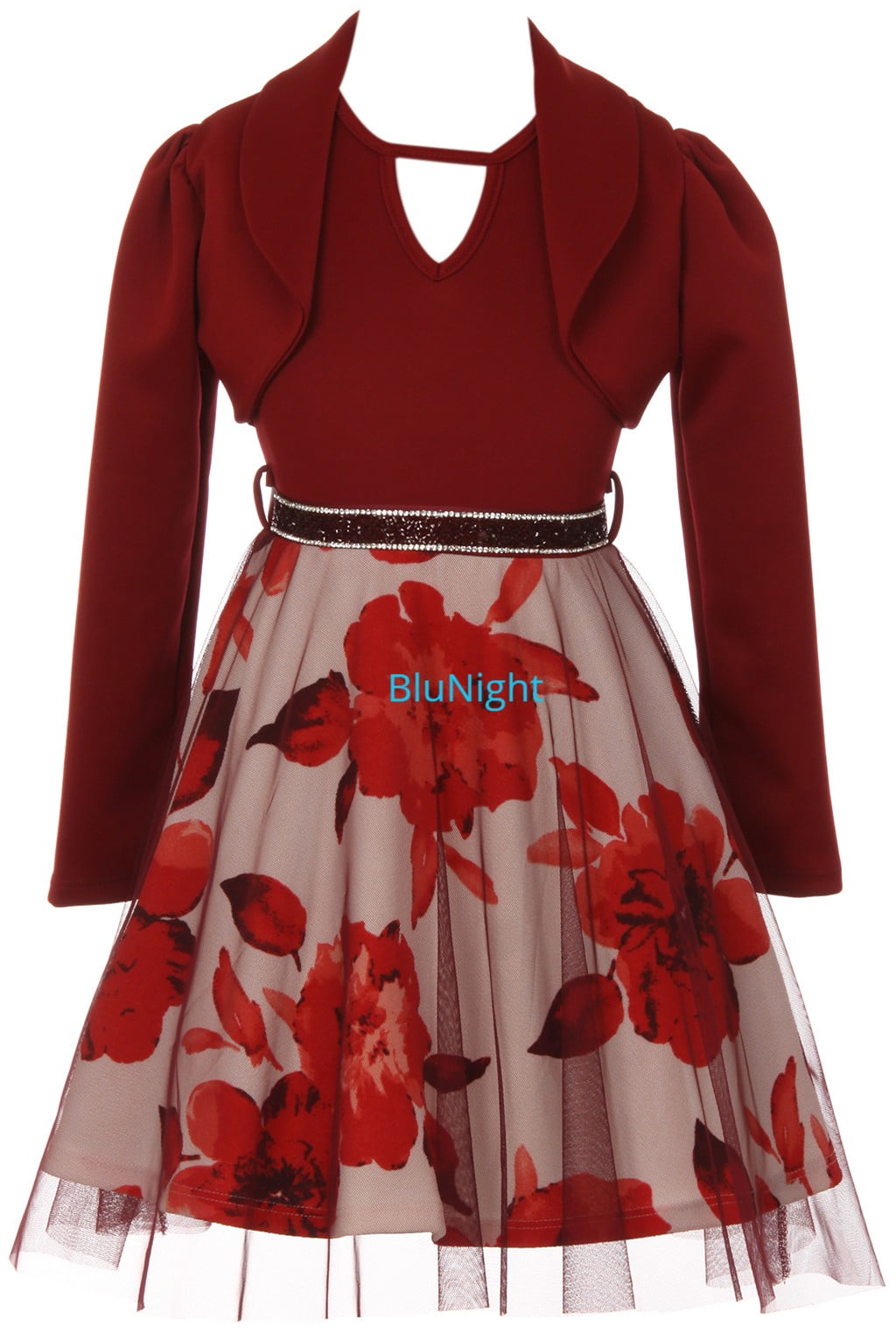 Blunight Collection Little Girls 2 Pieces Set Floral Bolero Jacket