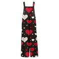 thumbnail image 6 of Fgvctg Valentine's Day Womens Overalls Wide Leg Pant Holiday Overall Love Heart Print Sleeveless Date Night Spaghetti Straps Jumpsuit Romper Bib Overalls Oversized Sprimg Pants With Pockets Black XL, 6 of 7