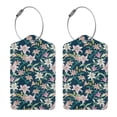 thumbnail image 3 of Sikiie Lilies Flowers Luggage Tag for Suitcase Leather Baggage Tag with Stainless Steel Loop Privacy Cover for Women Men Girls-4 PCS, 3 of 5