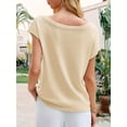 thumbnail image 3 of Short Sleeve Womens One Shoulder Sweater Tops Casual Loose Knit Going Out Shirt, 3 of 6