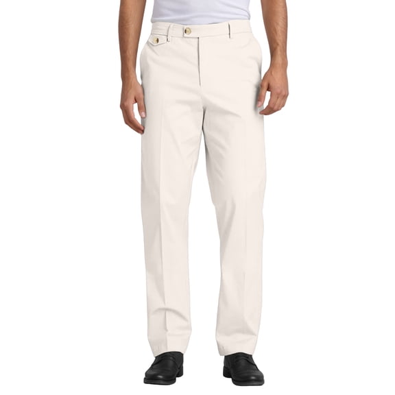 Telankuip Men's Dress Pants Straight Leg Business Casual Formal Slacks Lightweight Work Trousers Solid Color Big and Tall Pantalones Baggy Hombre White XL