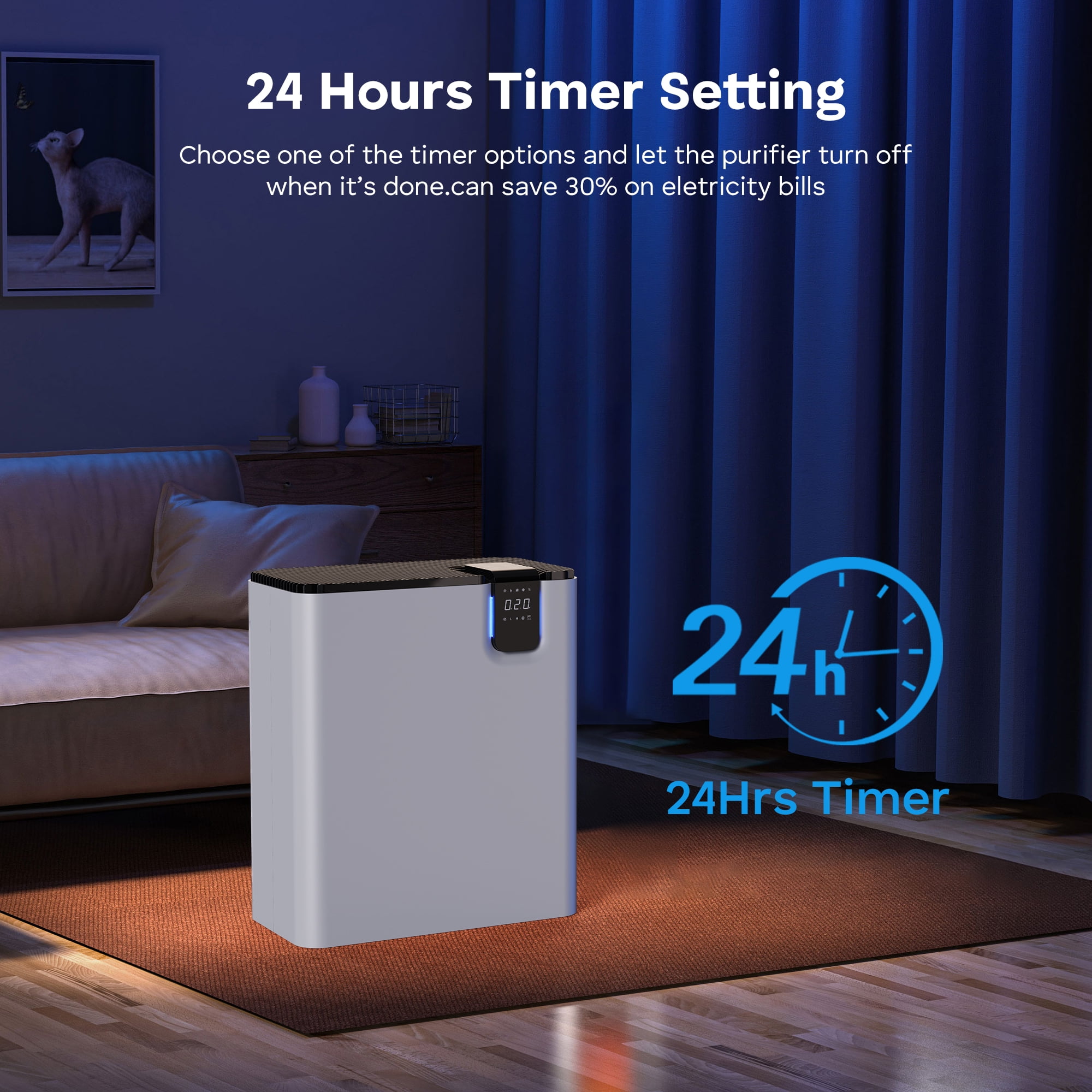 Kloudic Air Purifier for Home Large Room up to 1590 Sq.ft,with Air Quality Sensor,Auto Mode,Efficient HEPA Air Purifiers Filter 99.97% of Pollen Allergies Smoke Dust Reducer