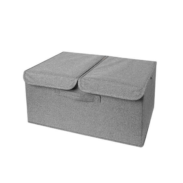 Caja de Almacenamiento Plegable, Caja de Almacenamiento de Tela con Mango de Tapa, Estante de Almacenamiento de Juguete, Ropa, Papel, Libros, Gris