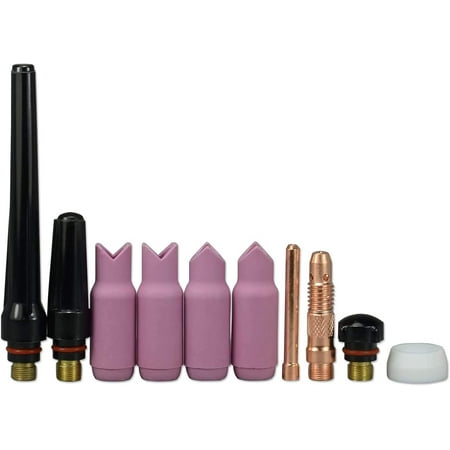 

RIVERWELD TIG Collet Body 10N31 10N23 ( 1/16 & Ø1.6mm ) Orifice Inside and Outside 90º Alumina Ceramic Cup Assorted Size kit for SR WP 17 18 26 TIG Welding Torch 10pcs
