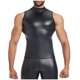 thumbnail image 2 of Chaqueta de cuero de corte ajustado con cuello alto para hombre: chaleco de cuero sintético, manga corta, diseño con cremallera, estilo motero (M-XXXXL), para salir por la noche de forma informal., 2 of 6