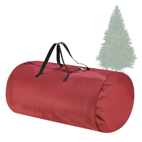 Tiny Tim Totes Christmas Tree Storage Bag for 12ft Artificial Trees, Heavy-Duty Canvas with Zipper, Red