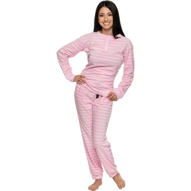 Silver Lilly Womens Pajama 2 Piece Set Soft Fleece Loungewear Striped Pjs Pink X Small Walmart Com Walmart Com