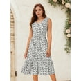 thumbnail image 2 of DARING DIVA Summer V Neck Sleeveless Flowy Midi Dress XL White, 2 of 8