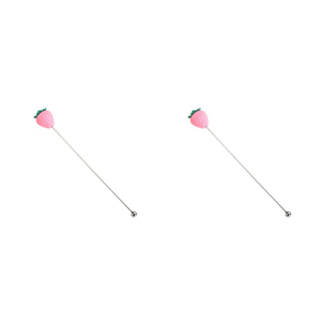 Yuarrent Agitador Beber Varilla agitadora Mezclador Silicona Mango largo Muddler Bar Herramienta Accesorios Party Cafe Pink Strawberry fresa rosa 2piezas