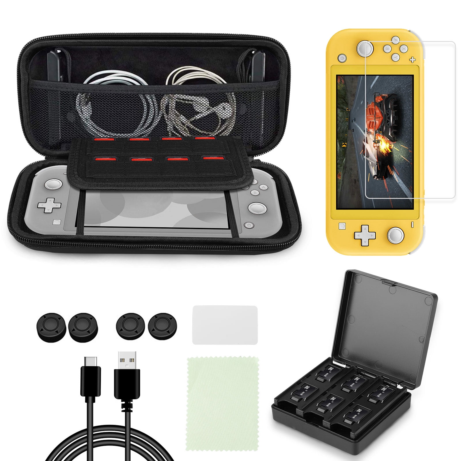 8in1 Upgraded Kit for Nintendo Switch Lite, Full Protective Accessories & Portable Hard Shell