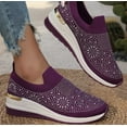 thumbnail image 5 of Rhinestone Slip On Sneakers for Women Breathable Sock Shoes Mesh Walking Shoes Comfortable Running Sports Shoes, 5 of 5