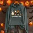 thumbnail image 2 of Halloween Sweatshirt for Women Just A Goose Womens Mens Halloween Printed Pullover Hoodie Long Sleeve Solid Color Sweatshirt With Front Pocket For Autumn Winter Casual Wear Gray S, 2 of 4
