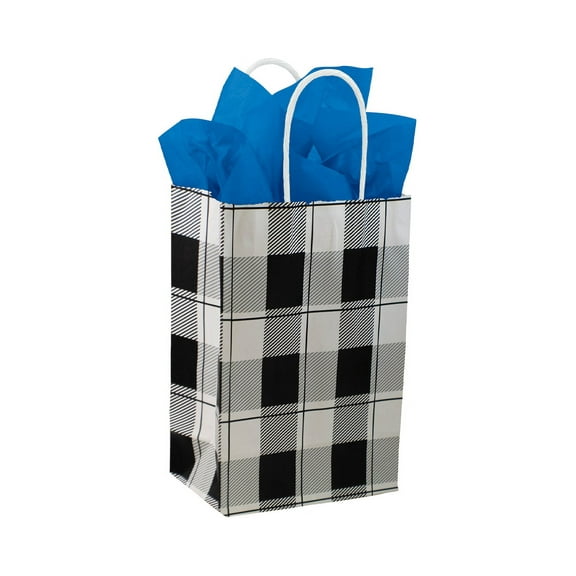 SSWBasics Small Buffalo Check Paper Shopping Bags - Case of 100