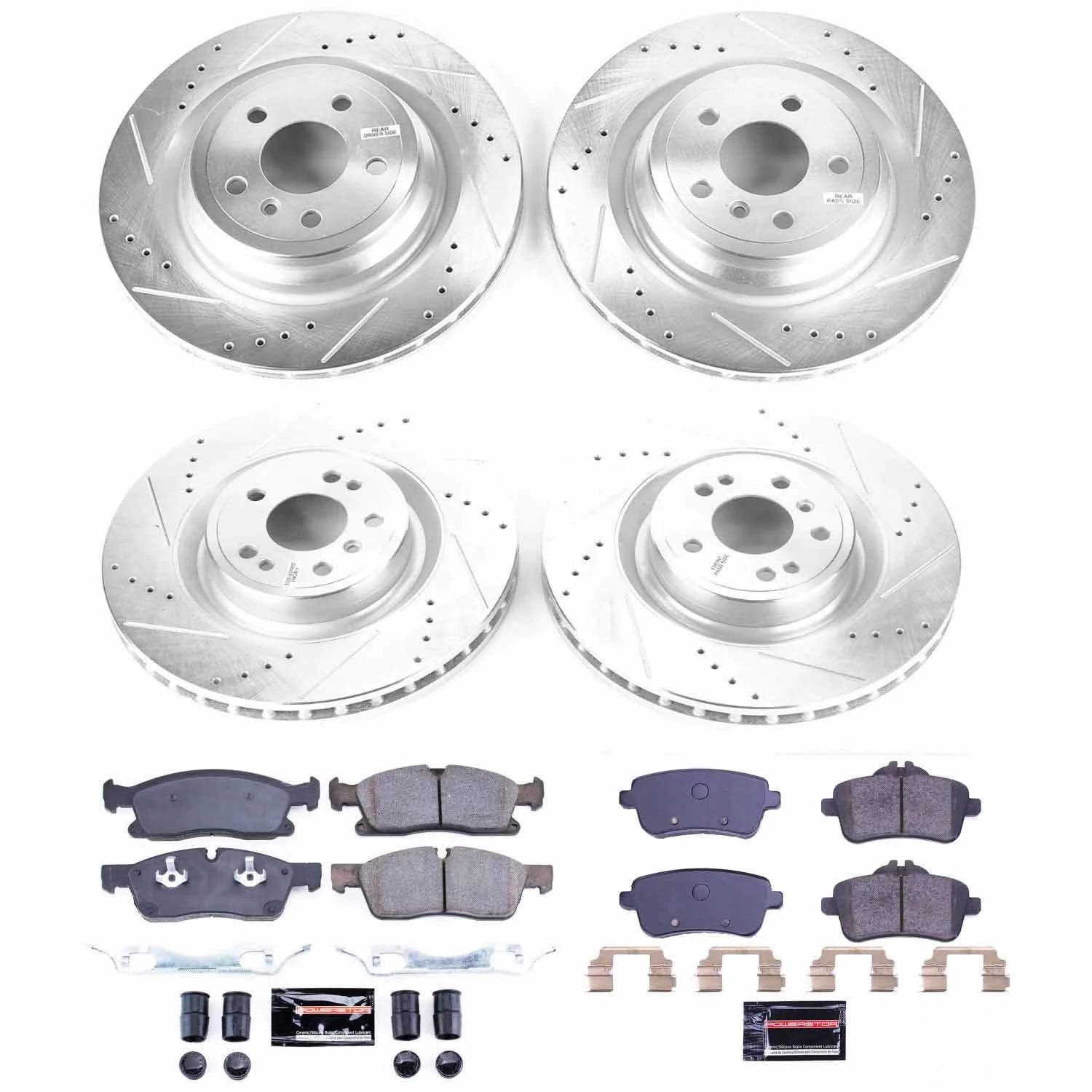 PowerStop Front and Rear Z23 Evolution Sport Carbon-Fiber Ceramic Brake Pad and Drilled & Slotted Rotor Kit Fits: MERCEDES-BENZ Select Models K8435