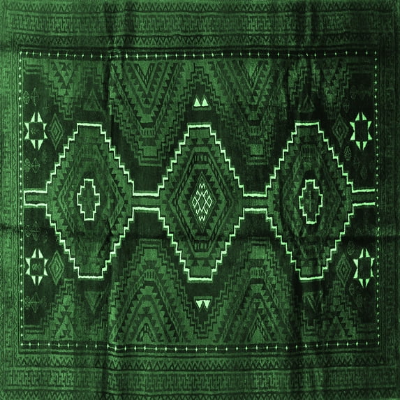 Ahgly Company Indoor Square Persian Emerald Green Traditional Area Rugs, 6' Square