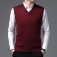 thumbnail image 1 of Suéter de cachemira Chaleco de hombre Suéter de cuello en V Chaleco de punto holgado de talla grande para hombre de mediana edad, 1 of 6